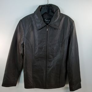 TIRAGE DARK BROWN LEATHER JACKET SIZE LARGE